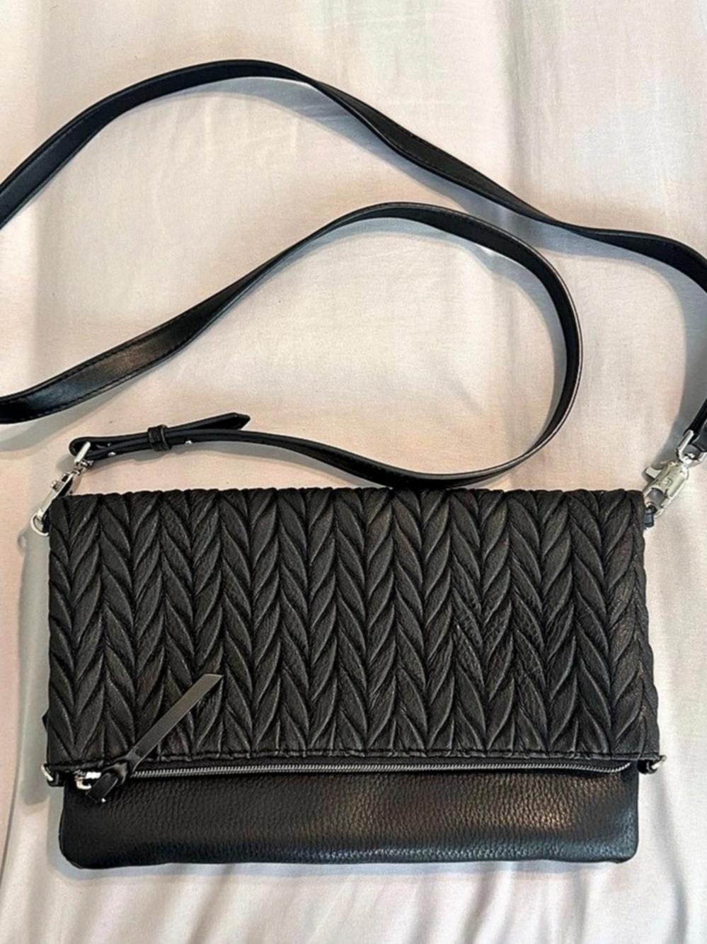 Stella & Dot Waverly 3-in-1 Foldover Crossbody Bag - Black